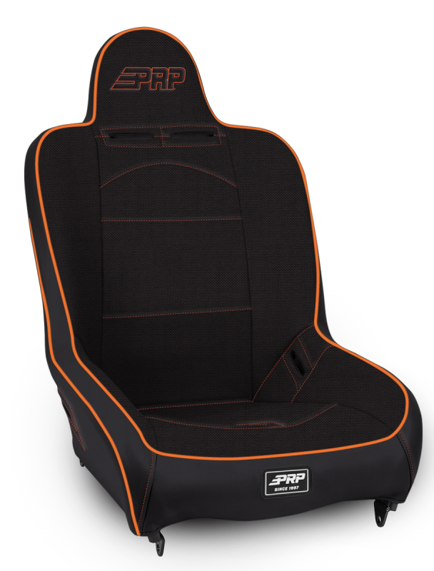 PRP Premier High Back Suspension Seat- Black/Orange Tweed