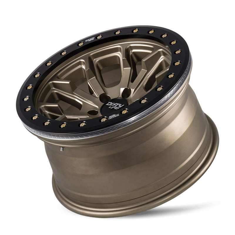 Dirty Life 9303 DT-1 17x9 / 5x127 BP / -38mm Offset / 78.1mm Hub Satin Gold Wheel - Beadlock
