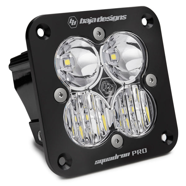 Flush Mount LED Light Pod Black Clear Lens Squadron Pro Baja Designs