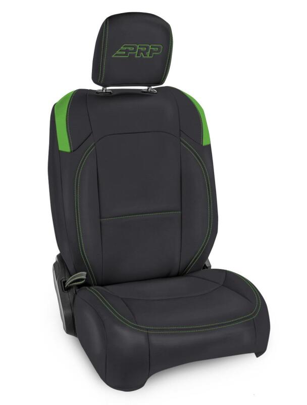 PRP Jeep Wrangler JL Front Seat Covers Jeep Gladiator JT- with Molle Back (Pair) - Black/Green