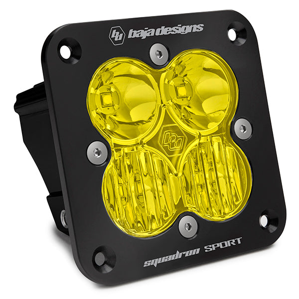 Flush Mount LED Light Pod Black Baja Amber Lens Driving/Combo Pattern Squadron Sport Baja Designs-551013