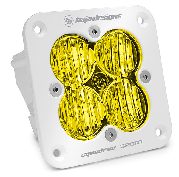 Flush Mount LED Light Pod White Baja Amber Lens Wide Cornering Pattern Squadron Sport Baja Designs-551015WT