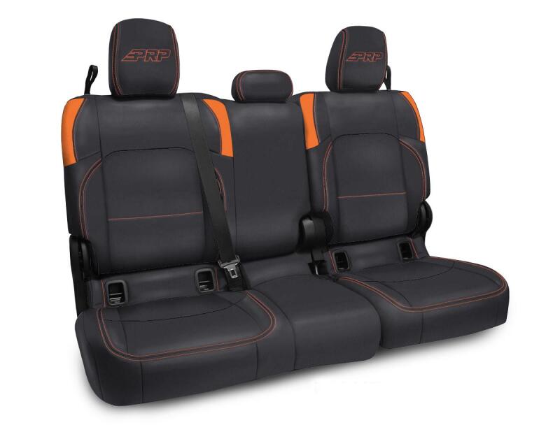 PRP Jeep Wrangler JT Rear Bench Covers - with no Armrest - Black/Orange