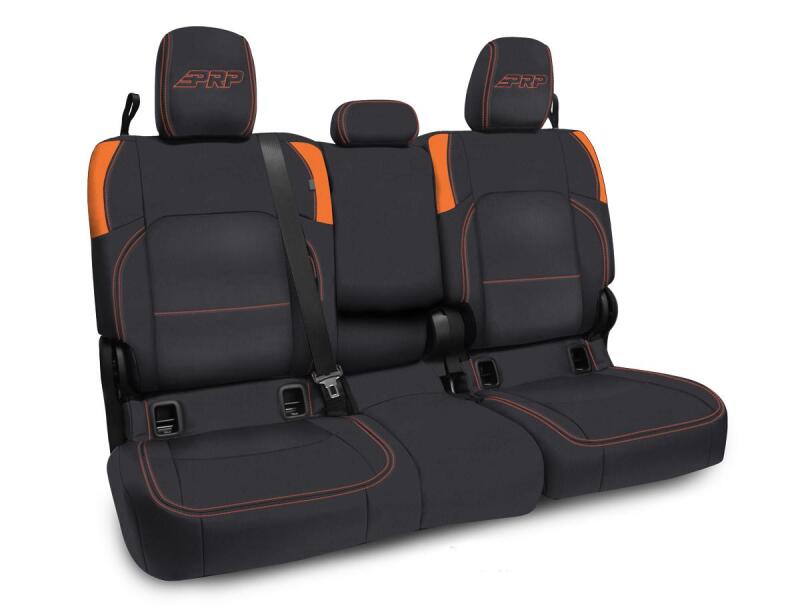 PRP Jeep Wrangler JT Rear Bench Covers - with Armrest - Black/Orange