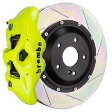 Load image into Gallery viewer, Brembo 12-16 991.1 C2 Rr GT BBK 4Pis Cast 380x28 2pc Rotor Slotted Type1-Fluo. Yellow