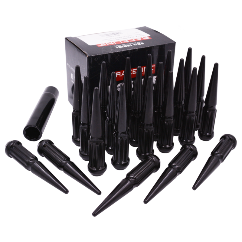 Raceline 9/16in XL Spike Black Lug Nuts (Set of 32)