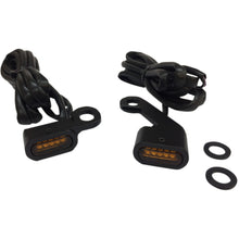 Load image into Gallery viewer, Black Anodized Handlebar Amber LED Marker Lights w/Amber Lens - 2040-2142