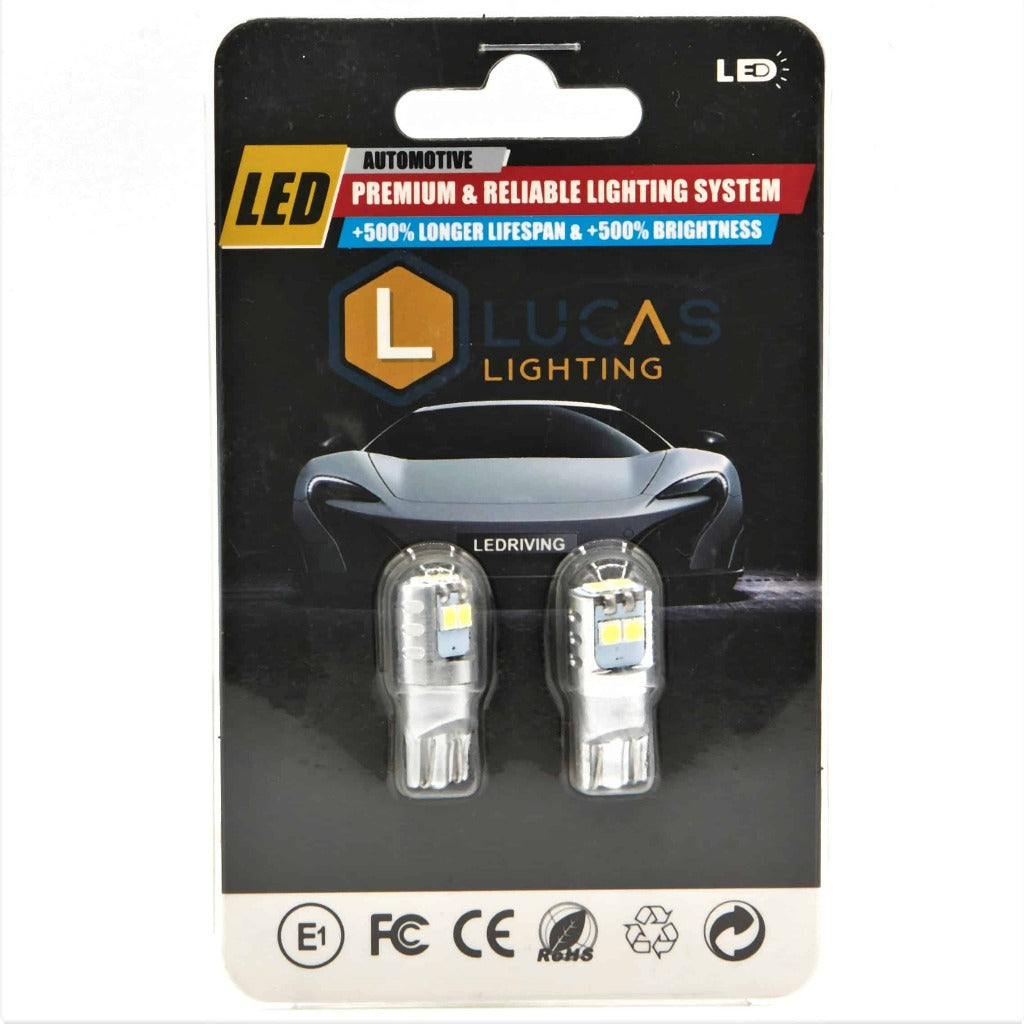 Lucas Lighting L-T106 T10 194 6 LED CANBUS High Output Bulb Pair (2 Bulbs) White