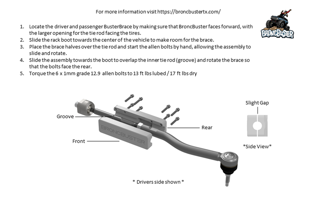 BroncBuster Tie Rod "BusterBrace" Set