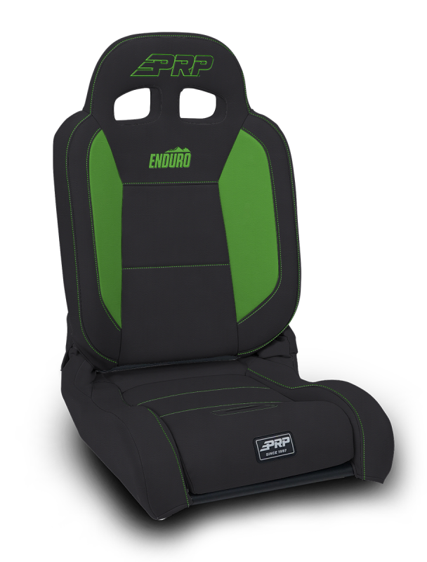 PRP EnduroDaily Reclining Suspension Seat - Black/Green Vinyl - Passenger