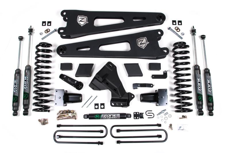 Zone Offroad 23-24 Ford F250/F350 4WD 7in Radius Arm Susp. Lift Kit - 4.5in Rear - Block - Nitro