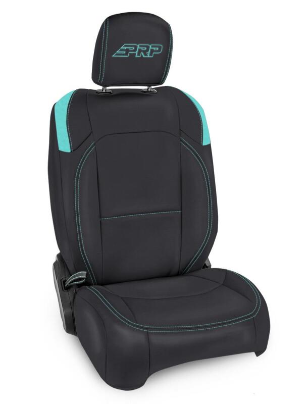 PRP Jeep Wrangler JL Front Seat Covers Jeep Gladiator JT- with Molle Back (Pair) - Black/Teal