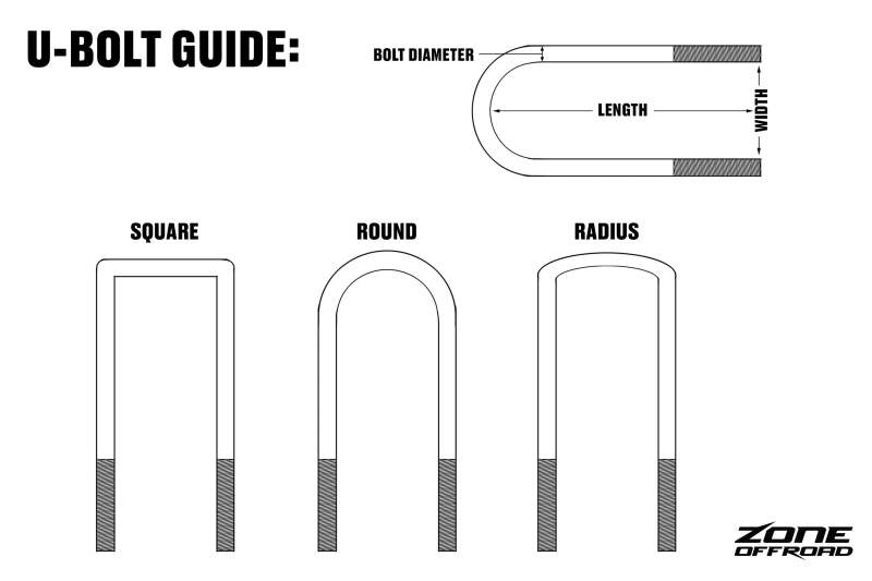 Zone Offroad 9/16in / 3-1/8in / 15in U-bolt (Square)