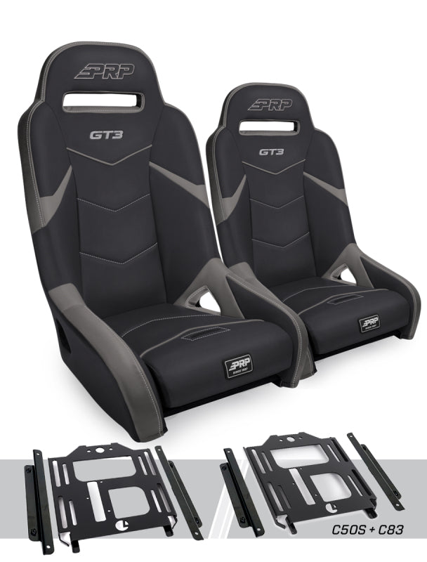 PRP Polaris RZR 570 GT3 Suspension Seats Kit (Pair) - Black & Gray