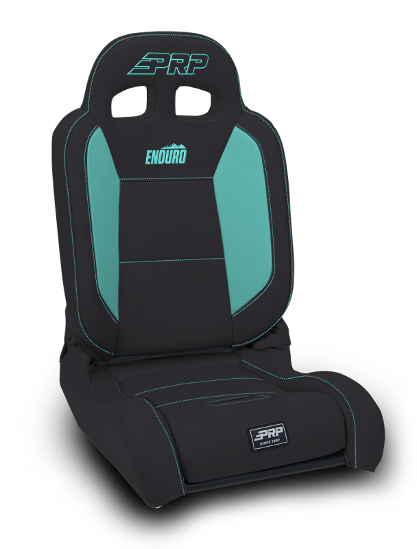 PRP EnduroDaily Reclining Suspension Seat - Black/Teal Vinyl - Driver