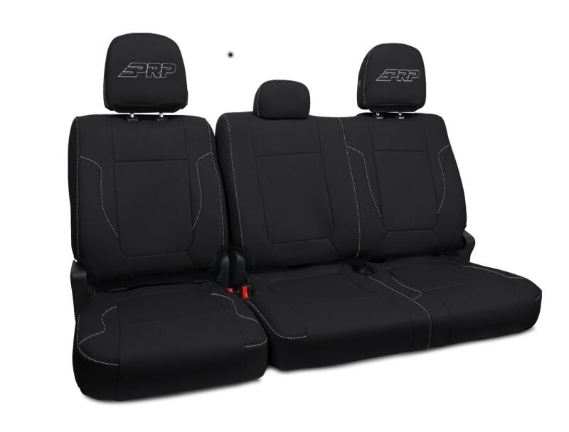 PRP 12-14 Ford Raptor  Rear Bench Seat Covers- Black with Silver Stitch