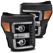 Load image into Gallery viewer, AlphaRex 11-16 Ford F-350 SD LUXX LED Proj Headlights Plank Style Black w/Activ Light/Seq Signal