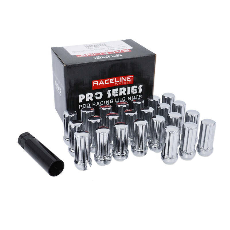 Raceline 14x1.5mm XL Spline Chrome Lug Nuts (32 Pack)