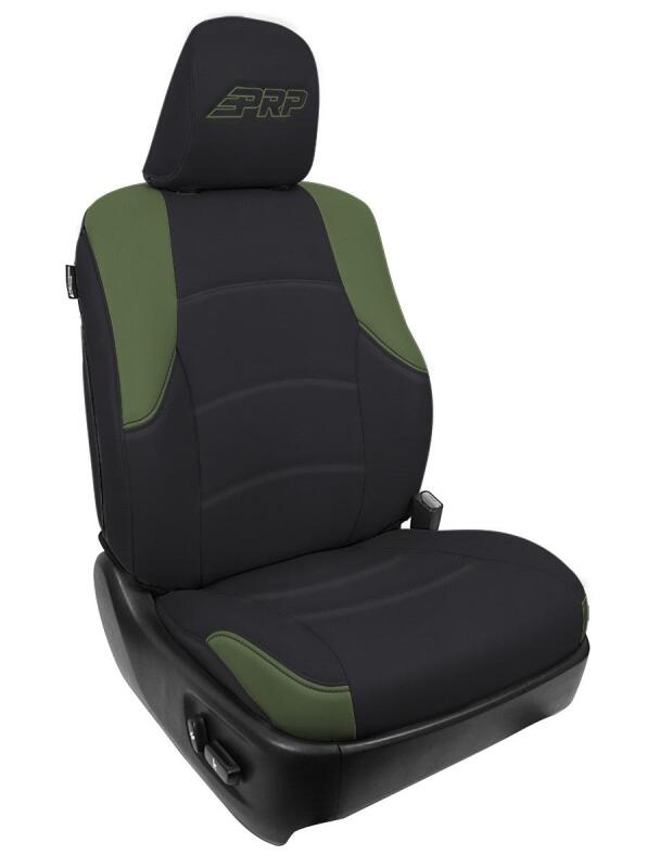 PRP 11-24 Toyota 4Runner Front Seat Covers (Pair) - Black/Olive Green
