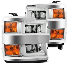 Load image into Gallery viewer, AlphaRex 15-19 Chevy Silverado 2500/3500 LUXX-Series Proj. Headlights Chrome w/Actv SeqSig &amp; DRL