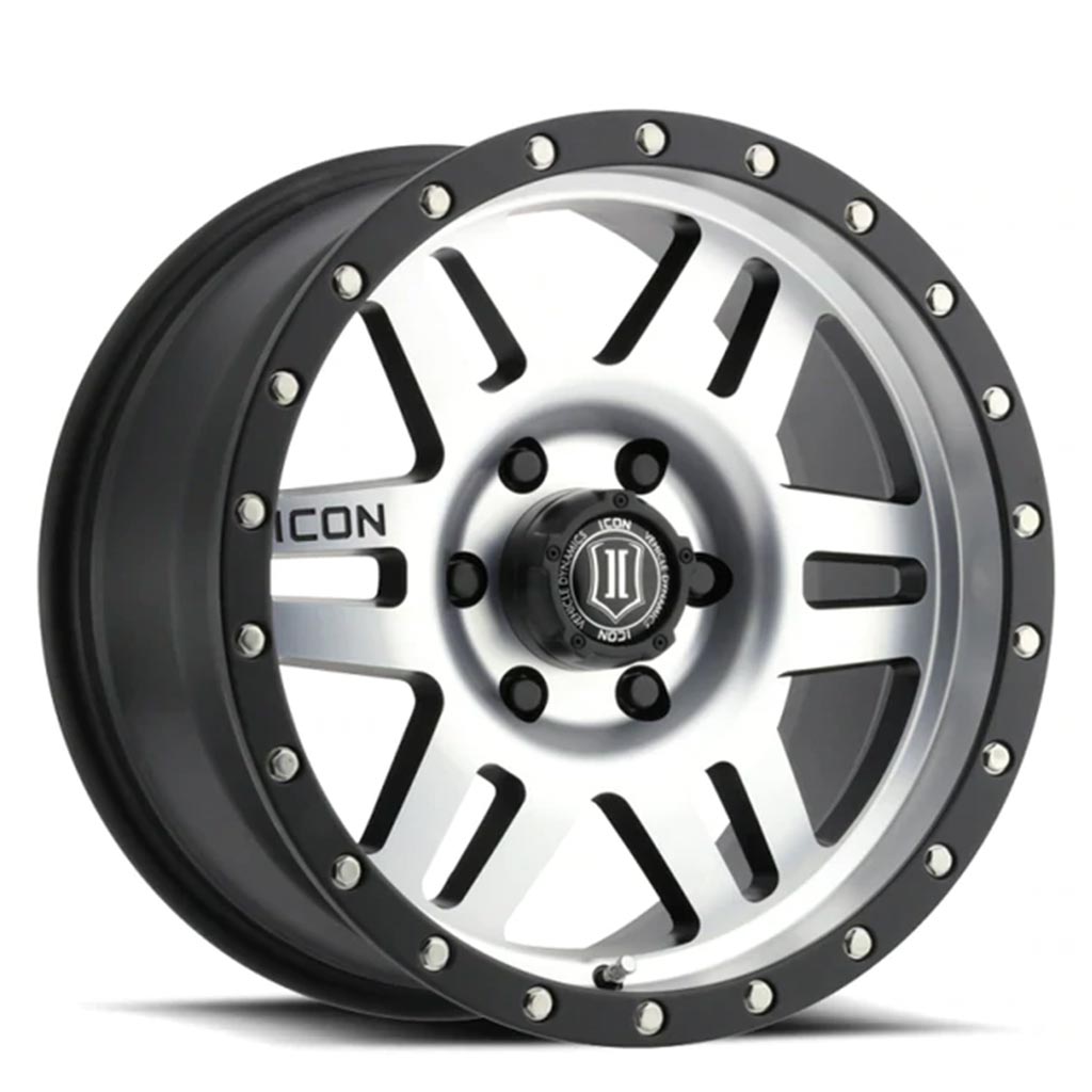 Icon Alloys Six Speed Wheel Series Satin Black Machined Face 17 X 8.5 6 X 5.5 Bolt Pattern 0MM Offset 4.75 Inch Backspace - 1417858347MB