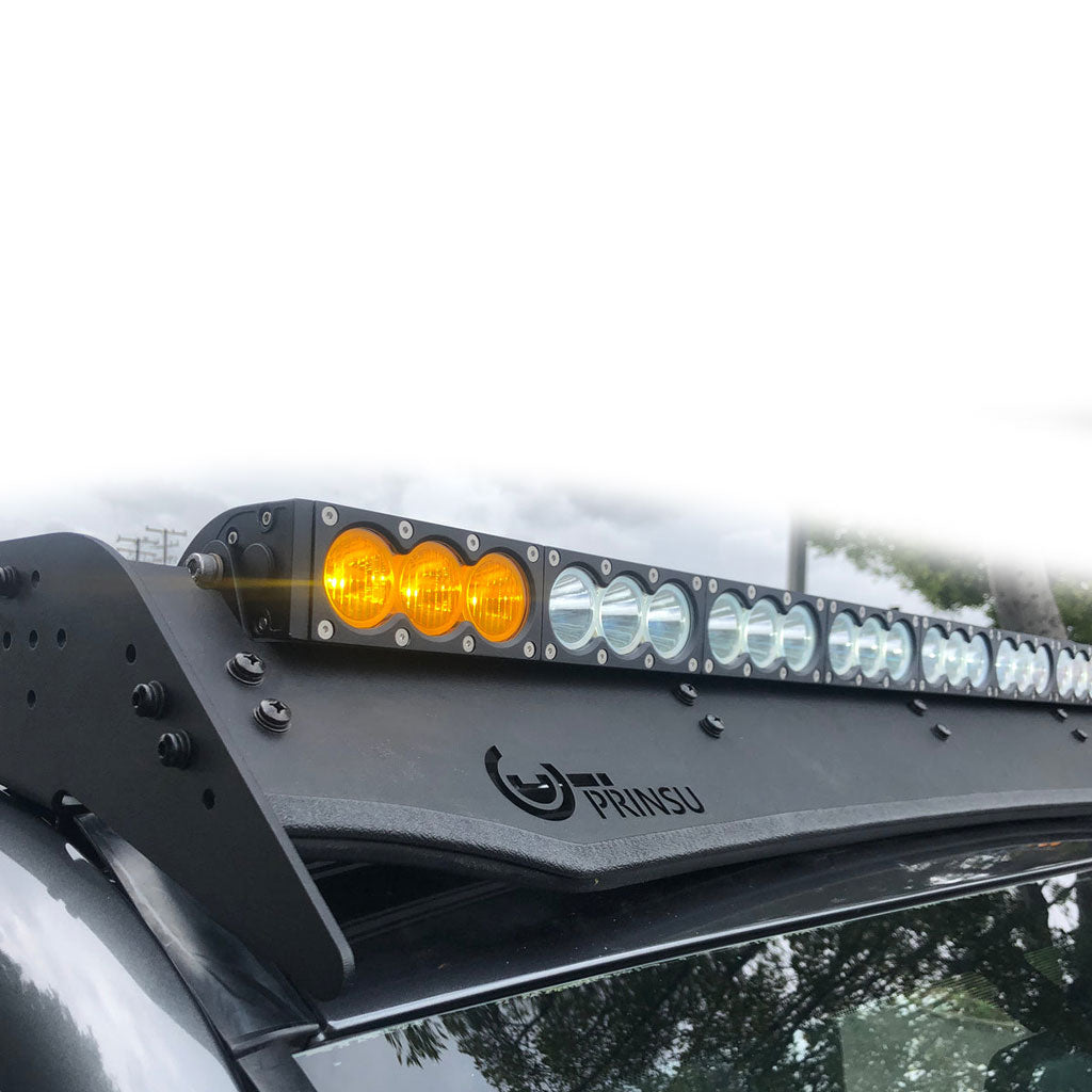 43" Dual Function Amber/White LED Light Bar Prinsu Rack Mounting Bracket Kit - Cali Raised Offroad
