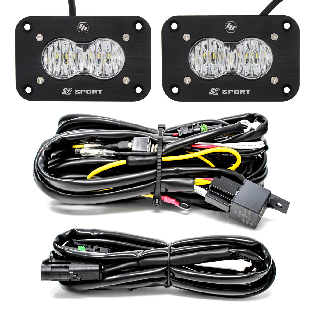 S2 Flush Sport, Pair, LED Wide Cornering, Flush Mount, Backup Kit - 125720 - Cali Raised Offroad