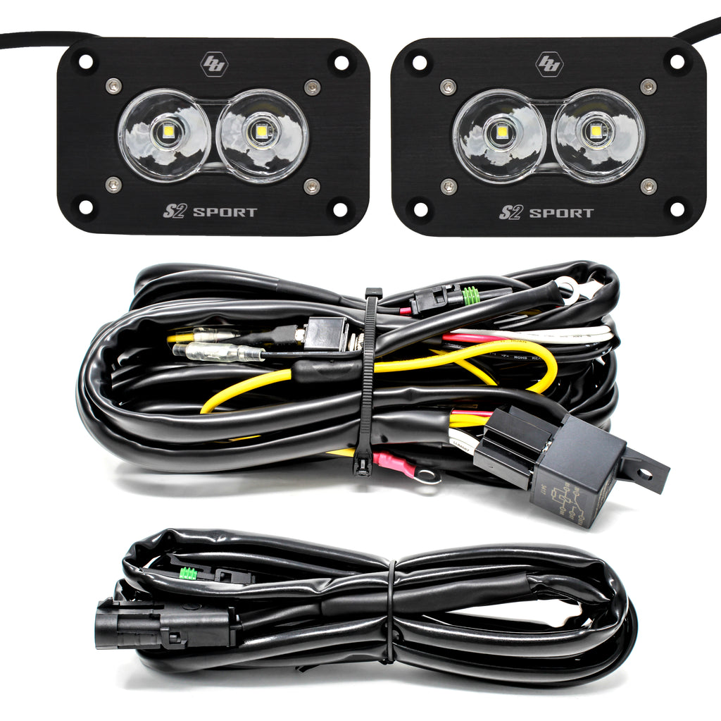 S2 Flush Sport, Pair, LED Work / Scene, Flush Mount, Backup Kit - 125721 - Cali Raised Offroad