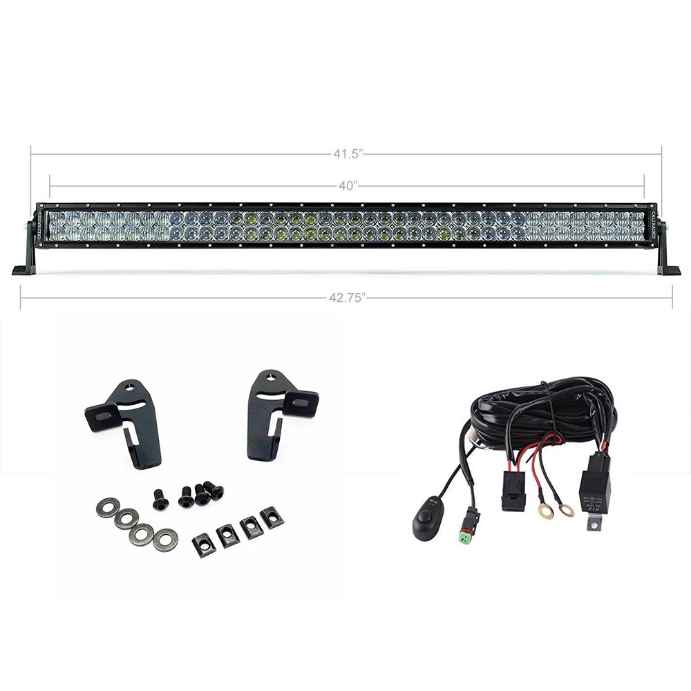 42" Dual Row Spot Beam light bar W/Premium Roof Rack Mounts and Harness - Cali Raised Offroad