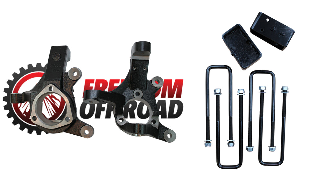 Freedom-Off-Road-3-Lift-Spindles-/--2-Rear-Lift-Blocks-w/-U-Bolts-#FO-G701F30+FO-U30120+FO-G403-FO-G701F30+FO-U30120+FO-G403-CRO