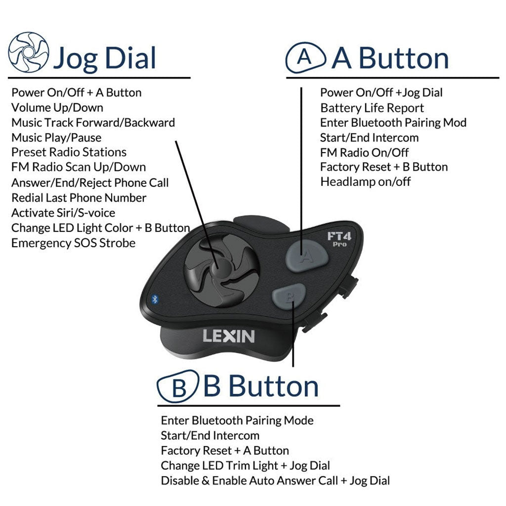 Lexin FT4 Pro Bluetooth Headset  4-Way Intercom