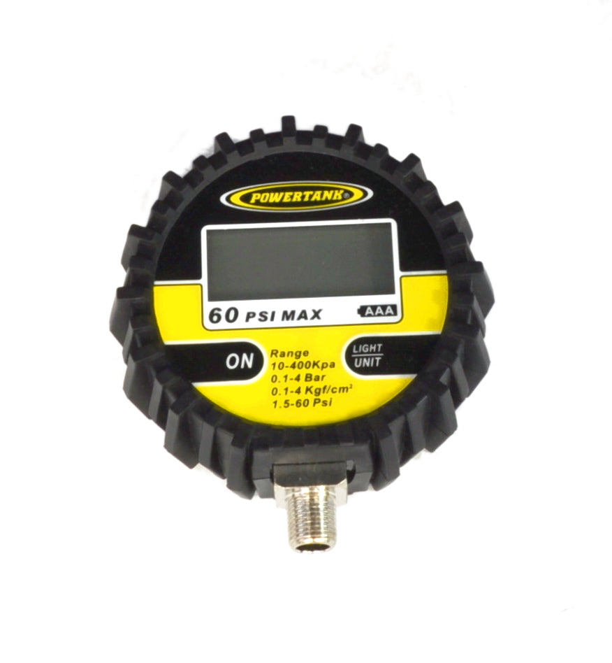 Digital Tire Inflator Gauge 60 PSI 2.5 Inch Diameter 1/8 NPT Threads Lower Power Tank - GAU-0060D - Cali Raised Offroad