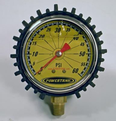 Tire Inflator Gauge Liquid Filled 2.5 Inch 0-60 PSI 1/8 Inch Lower Stem Includes Rubber Cover Power Tank - GAU-0060L - Cali Raised Offroad