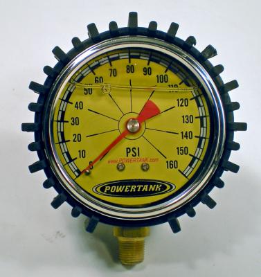 Tire Inflator Gauge Liquid Filled 2.5 Inch 0-160 PSI 1/8 Inch Lower Stem Includes Rubber Cover Power Tank - GAU-0160L - Cali Raised Offroad