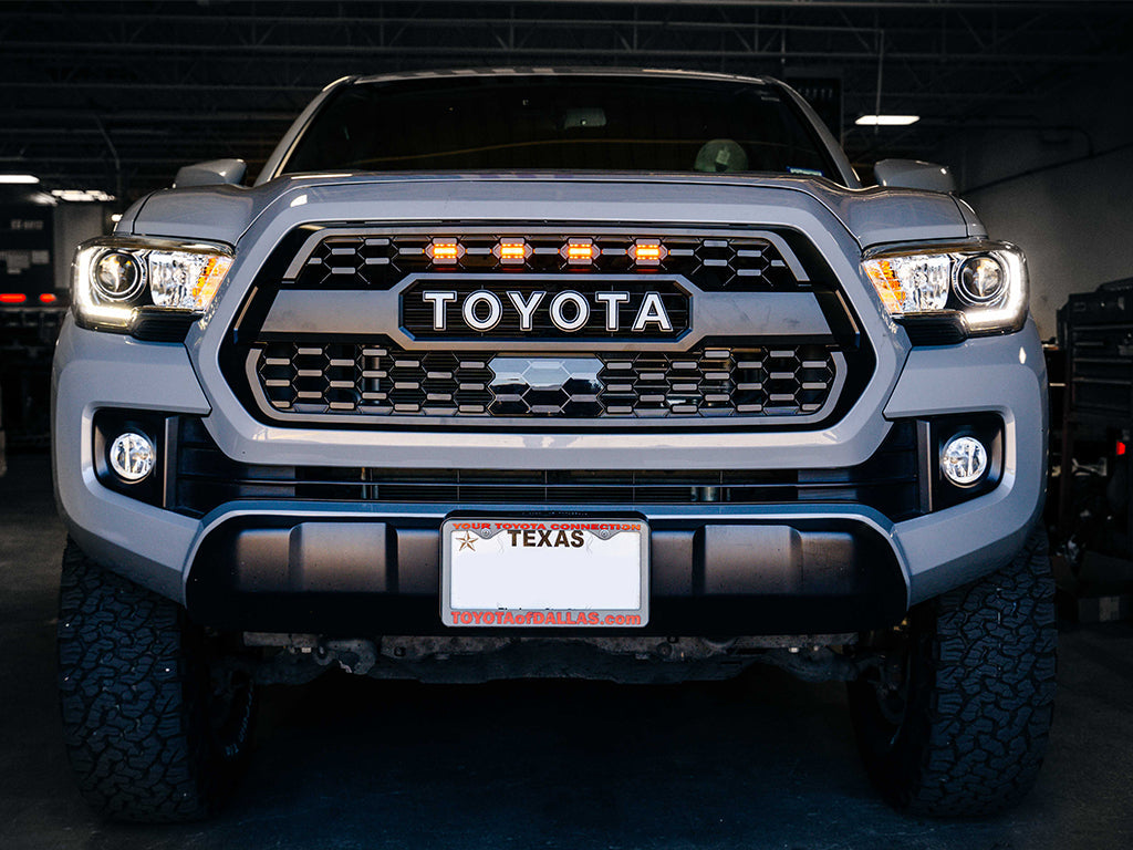 4x LED Grille Lights For 2020-2022 Toyota Tacoma TRD Sport Pro Offroad Raptor Style – Yellow Amber, Easy Install