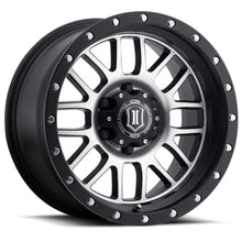 Load image into Gallery viewer, ICON ALLOYS ALPHA SAT BLK MACH - 17 X 8.5 / 6 X 135 / 6MM / 5&quot; BS - 1217856350MB