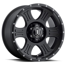 Load image into Gallery viewer, Icon Alloys Shield Wheel Series Satin Black 17 X 8.5 6 X 5.5 Bolt Pattern 0MM Offset 4.75 Inch Backspace - 1017858347SB