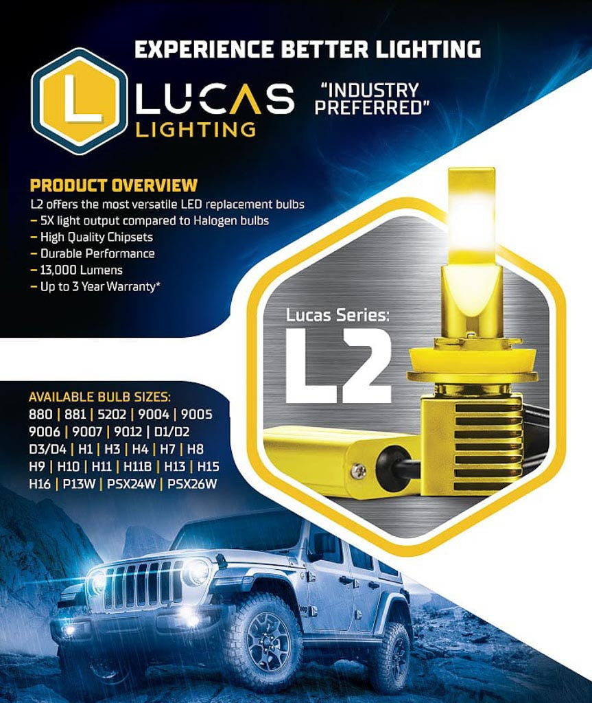 Lucas Lighting L2 Series Headlight Pair 5X Brighter