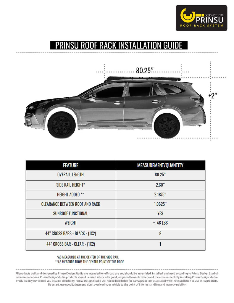 PRINSU Subaru Crosstrek 2018-2022 Roof Rack