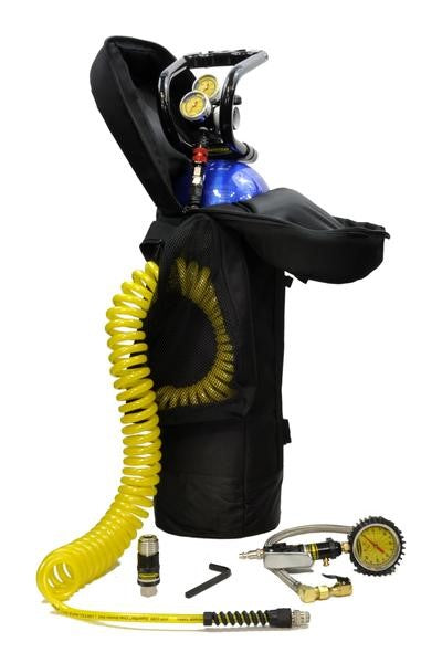 CO2 Tank 15 LB Track Pack Package B 250 PSI Regulator Gloss Black Power Tank - TP15-5350-BK - Cali Raised Offroad