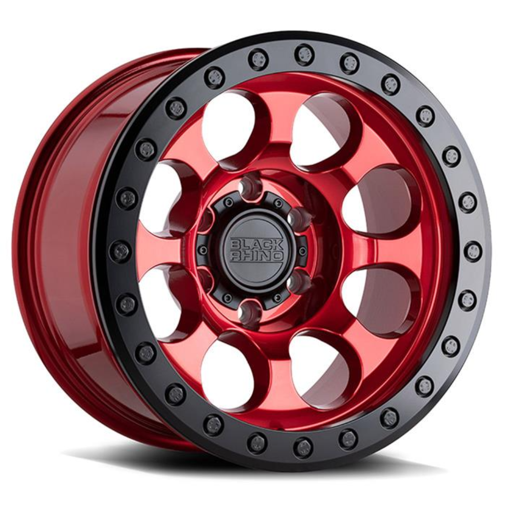 Black Rhino Riot Wheel, 17x9 with 6 on 5.5 Bolt Pattern - Red / Black - 1790RIT126140R12