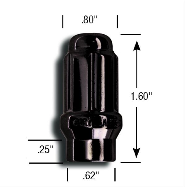 Gorilla® 12mm x 1.5 Lug Nuts Mag E-T (w/60° Taper) Seat Right Hand Thread Black Sold Individually #21138ETBC - Cali Raised Offroad