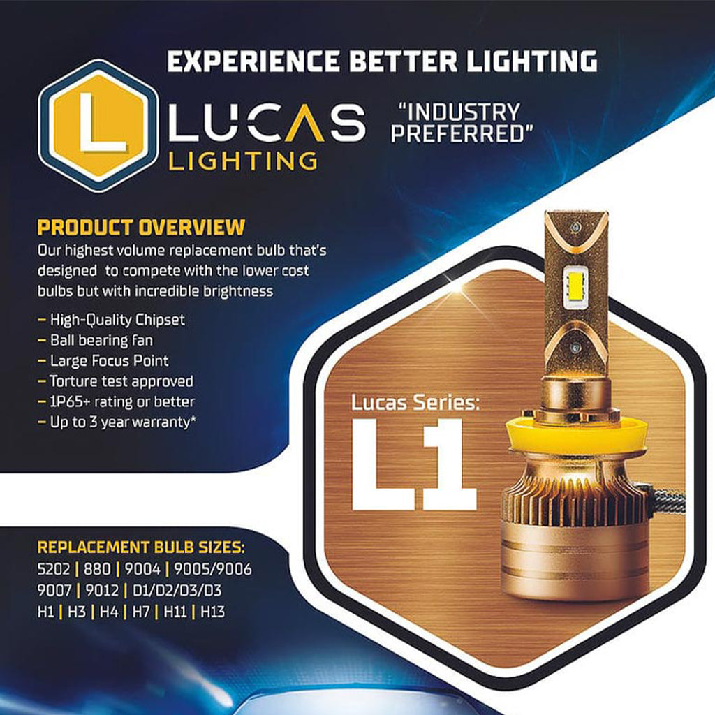 Lucas Lighting L1 Series Headlight Pair 3X Brighter