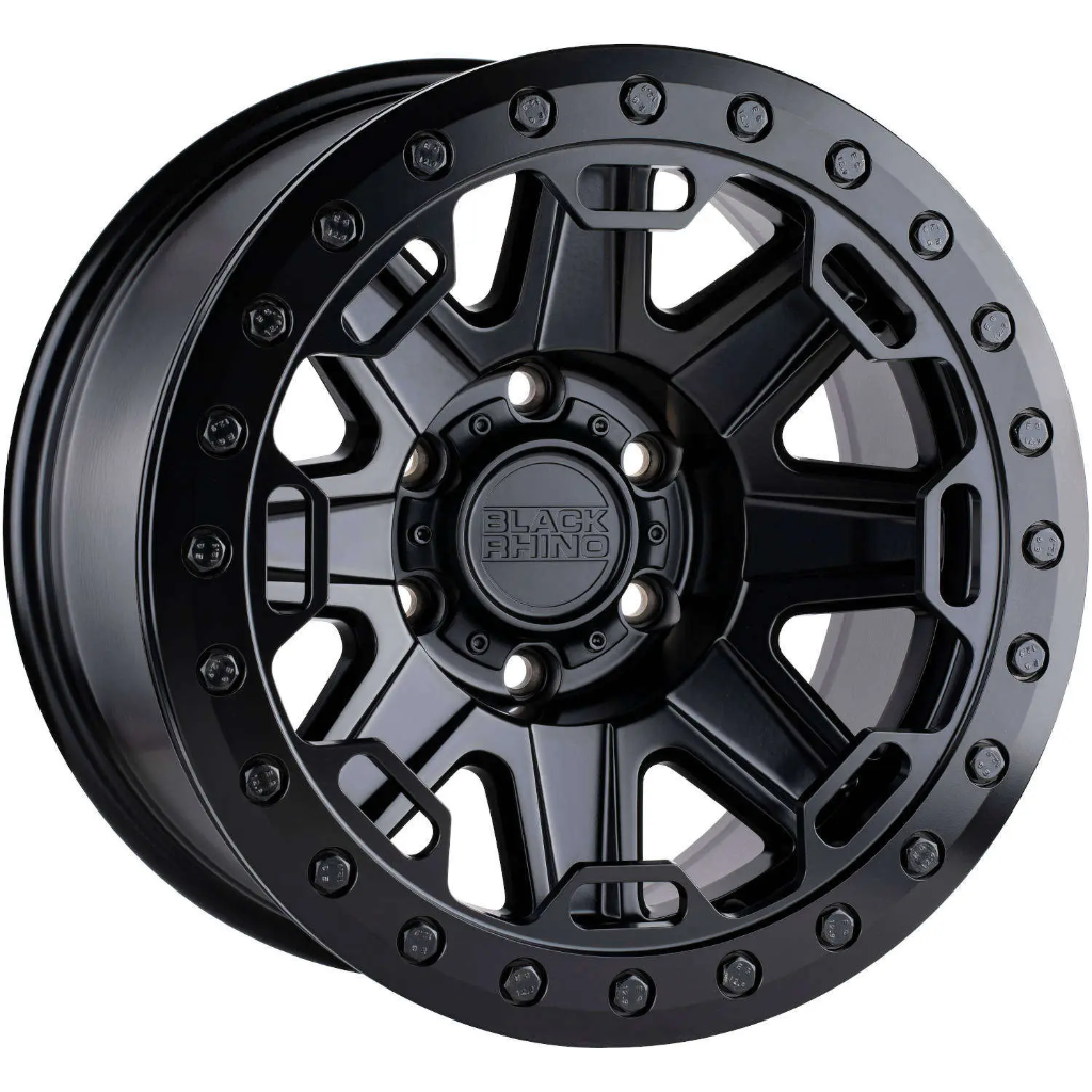 Black Rhino Rift Beadlock Wheel, 17x8.5 with 6 on 5.5 Bolt Pattern - Matte Black - 1785RFT-06140M12